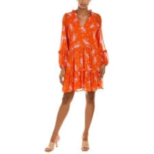 Vince Camuto dress medium floral orange tiered feminine party wedding shower - Picture 1 of 10