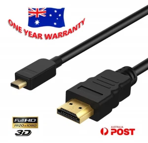 Gold Plated Micro HDMI to HDMI Def Digital Cable HDTV 1080p LCD DVD FULL HD V1.4 - Picture 1 of 5