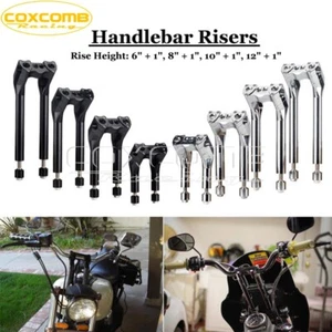 6" 8" 10" 12" inch Tall Handlebar Risers 1" for Harley Dyna Softail Sportster XL - Picture 1 of 52