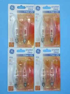 8-Pack GE 76236 Crystal Clear Bent Tip Decorative Light Bulb, 40W E12 - Picture 1 of 3