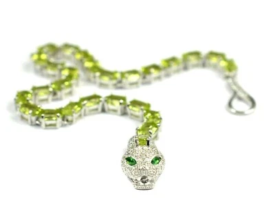 Natural Peridot Bracelet 925 Solid Sterling Silver 6X4 MM Oval Cut Cobra Jewelry - Image 1 of 4