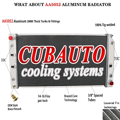 4 Row Radiator Fit CHEVROLET IMPALA CAPRICE CADILLAC FLEETWOOD 5.7L 1994 95 1996 - Imagem 1 de 4