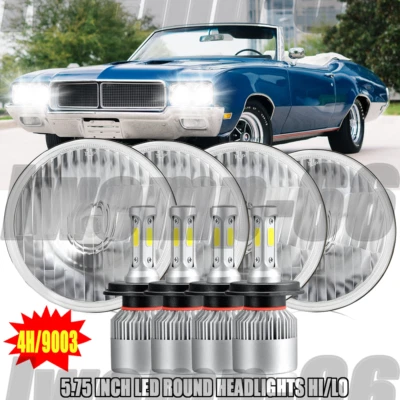 For Buick GS 455 1970-1972 Round 4pcs 5-3/4 5.75" inch Headlights Hi/Lo Beam AAA - Image 1 of 4