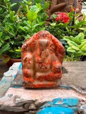 Escultura antiga de pedra de mármore esculpida à mão deus hindu Ganesha - Imagem 1 de 4