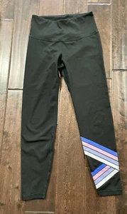 Old Navy Active Leggings Sz S Black multi Stripe ankle Go Dry Fitted 💙💕 - Picture 1 of 5