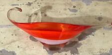 IRice Italy Crystal Murano Orange Hand Blown  Genie Trinket Candy Dish 9X3.5 BK