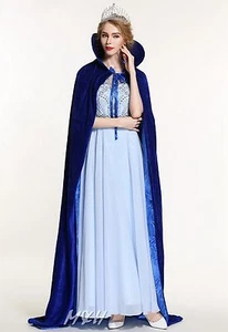 71" Full Length Velvet Satin Cloak Cape High Collar Wicca Robe Pageant Party New - Picture 1 of 54