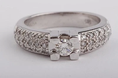 Ring Christ 0,34ct 37 Brillanten Diamant 585 14k Weiß Gold Gr 48 Top * - Bild 1 von 4