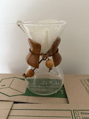 Cafetera Chemex soplada a mano vintage 8,5" cuello original y cuentas verter Foto 1 de 4