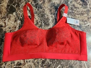 Cacique SIZE 42DD RED Cotton Unlined Full Coverage No-Wire Bra NWT - Picture 1 of 17