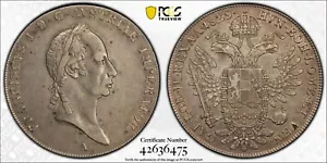1829-A AUSTRIA Empire Thaler Silver Coin Vienna mint Franz I Habsburg PCGS XF-40 - Foto 1 di 3