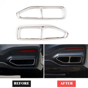2x Silver Muffler Exhaust Pipe Tip Cover Trim for BMW 7 Series G11 G12 2019+ - Foto 1 di 8