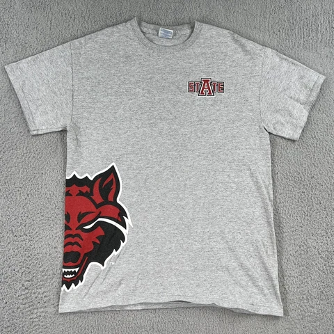Arkansas State Red Wolves Shirt Adult Medium Gray Double-Sided Graphic Unisex Cover