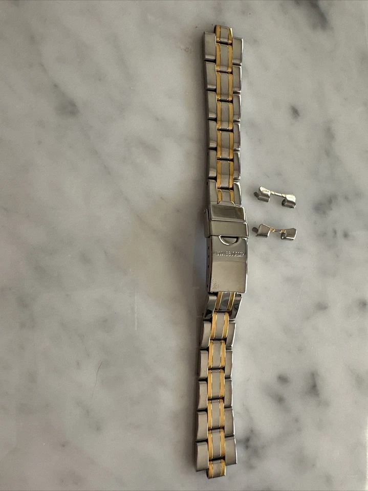 *NUEVO* Correa de reloj genuina de acero inoxidable de 15 mm de dos tonos del ejército suizo para mujer Foto 1 de 2