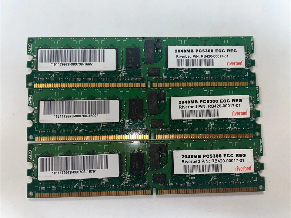 Lot of 3 Riverbed RB420-00017-01 6GB (3 x 2GB) PC5300 ECC REG 2048MB RAM - Image 1 of 1