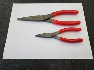 Snap-on Tools USA NEW 2pc RED 9" & 6" Soft Grip Needle Nose Pliers 97ACF 95ACF - Picture 1 of 11