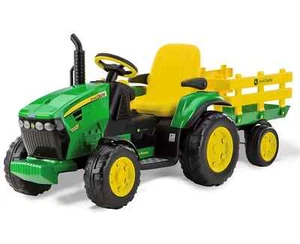 TRATTORE PEG PEREGO ELETTRICO 12V BAMBINI JOHN DEERE GROUND FORCE CON RIMORCHIO - Picture 1 of 4