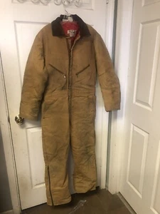 Vtg Walls Blizzard-Pruf Coveralls Mens Size Large 42-44 Brown Canvas Lined See - Picture 1 of 15
