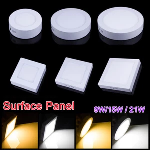 Dimmable 9W 15W 21W Round Square LED Panel Surface Mounted Ceiling Down Light LT - Picture 1 of 14