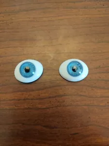 Glass Oval Flat Back Paperweight Doll Eyes 22MM Blue - Picture 1 of 1