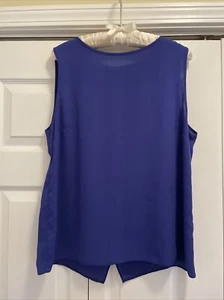 Dorothy Perkins Sleeveless Blouse PeekaBoo Back US Size 12 Indigo Blue CUTE! - Picture 1 of 5
