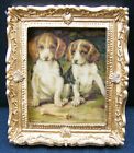 Framed Picture (Print) Of 2 Puppies Tumdee 1:12 Scale Dolls House Miniature Art