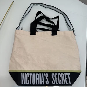 Victorias Secret Canvas Double Tote Bag New Rare Sold out S1 $68 - Picture 1 of 6