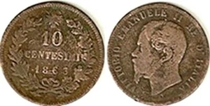 ITALY 10 CENTESIMI 1863 - Picture 1 of 1
