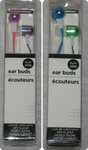 Ear Buds Lightweight Flat Wire Two Tone Metallic MP3 Cell Laptop Tablet 3.5#MS10 - Picture 1 of 7