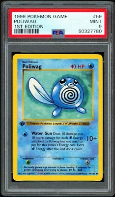 1999 Pokemon POLIWAG Base Set 1ST EDITION Misprint INK ERROR Card 59/102 - PSA 9 - Image 1 of 4