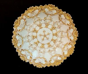 Antique Meissen Gold Encrusted Bowl Crossed Sword Mark  10 3/8" wide 1st Quality - Picture 1 of 6