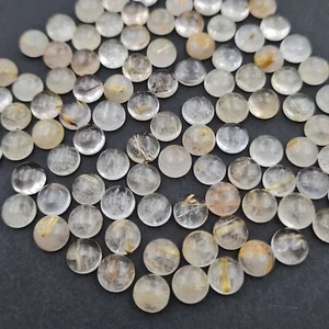 Lote de 45 piedras preciosas sueltas cabujón redondo rutilo dorado natural 8 mm 95 CT - Imagen 1 de 4