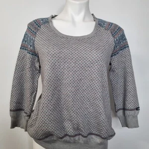NORTH FACE Long Sleeve Nordic Sweater Womens Wool Blend Gray Y2K Sz L - Picture 1 of 9