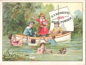 B.T. Babbitt's 1776 Soap Powder - Children Boat - Antique Victorian Trade Card - Picture 1 of 3