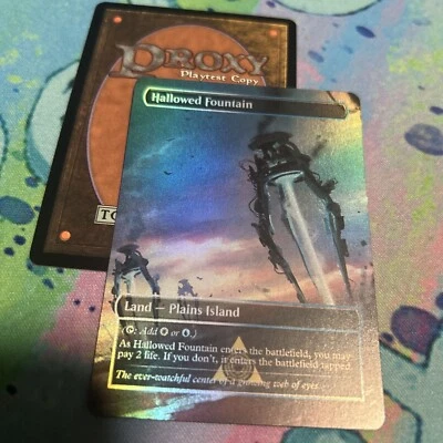 Hallowed Fountain Full Art Foil Play Test Mtg Card Alien Landscape - Image 1 of 2