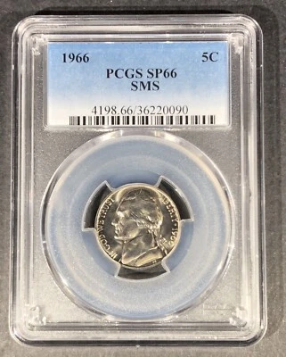1966 SMS Jefferson Nickel PCGS SP-66, Buy 3 Items, Get $5 Off!! - Image 1 of 2