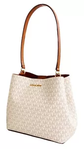 Michael Kors Damen Tasche Umhängetasche Pratt MD Bucket Messenger Vanilla Neu - Bild 1 von 10