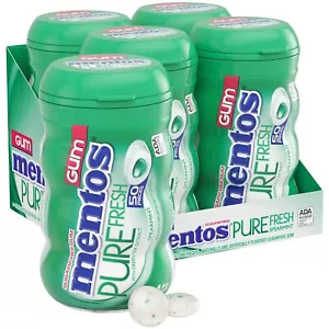 MENTOS PURE FRESH SPEARMINT FLAVOR WITH XYLITOL SUGARFREE GUM 4- 50pc BOTTLES - Picture 1 of 3