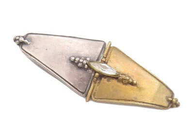 Broche prendedor vintage de plata de ley 925 dos tonos con cuentas triángulos topacio BP10925 Foto 1 de 4