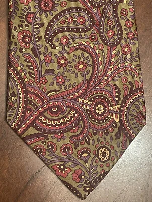 Corbata Cristy Firenze verde púrpura roja hecha a mano 100 % seda para hombre hecha en Italia Foto 1 de 4