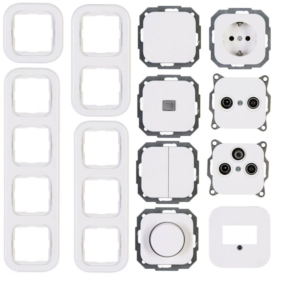 KOPP Donau arktisweiß Schalterprogramm Dimmer Rahmen Steckdose Taster Schalter