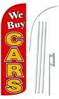WE BUY CARS Banner Flag Sign Display Kit Tall Bow Feather Flutter 3’ Wide