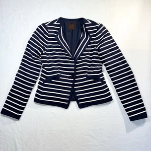 The Limited Knit One Button Blazer Jacket Womens Small Navy Striped Career - Picture 1 of 8