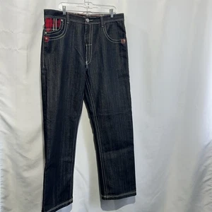 Jeans Ablanche Para Hombre 38 (38x33) Negros Denim Sueltos Sueltos Hip Hop Y2K Bordados - Imagen 1 de 10