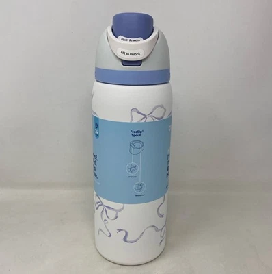 Owala FreeSip 32oz Insulated Stainless Steel Water Bottle - Tied & True Blue Bow