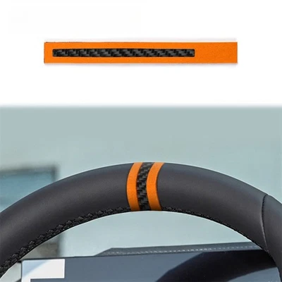 Guarnição de volante laranja fibra de carbono camurça para BMW 1 3 4 5 7 Series X1X3 X5X6 - Imagem 1 de 4