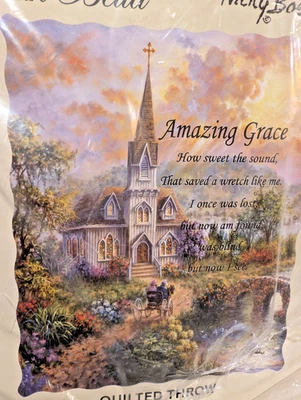 Amazing Grace How Sweet Artist Nicky B Quilted Throw Blanket 50x60 V. Bella New - Image 1 of 4