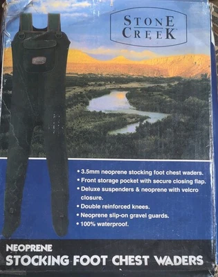 Stone Creek Stocking foot Neoprene Chest Waders Medium Fishing New Waterproof  - Image 1 of 4