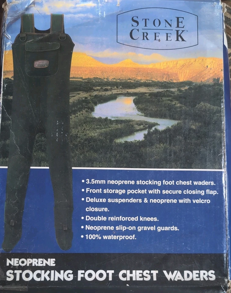 Stone Creek Stocking foot Neoprene Chest Waders Medium Fishing New Waterproof  - Image 1 of 4
