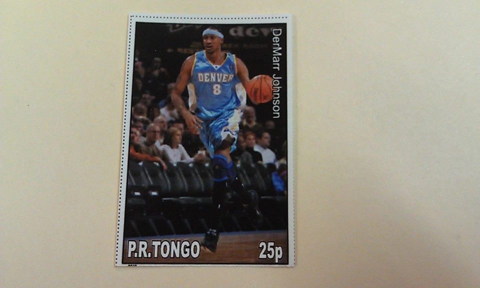 DerMarr Johnson Denver Nuggets 2012 P.R. Tongo 25P RARE NON Perforated Stamp - Image 1 of 1